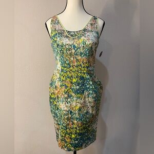 O’2ND Barney's New York Floral Dress with Side Pockets & Mesh Neckline Sz 6